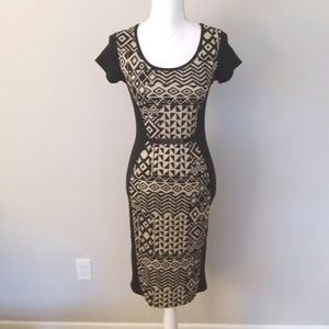 Love J Black/Tan Geometrical Shape Dress